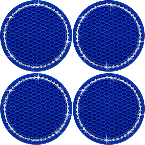 Miniatura 34 de 4 posavasos con brillantes para portavasos, 2.75 pulgadas, insertos para portavasos de auto, silicona suave antideslizante a prueba de golpes, Negro