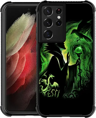 Miniatura 8 de CARLOCA Funda compatible con Samsung Galaxy S22 Ultra, diseño de dama mágica verde, ultra protección, a prueba de golpes, de silicona suave, TPU