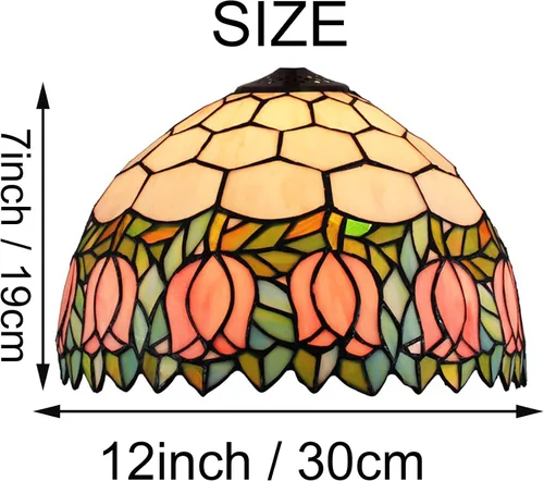 Miniatura 5 de Reemplazo de pantalla de lámpara Tiffany de 12 pulgadas, solo lámpara de vitral, diseño de flor de tulipán, para lámpara de mesa, luz colgante