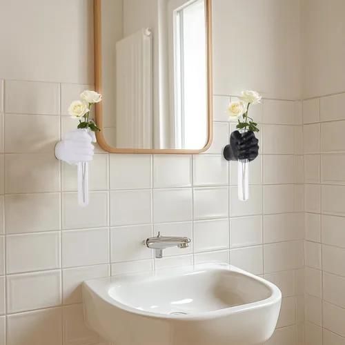 Miniatura 2 de 2 piezas de esculturas de pared, florero de manos para decoración del hogar, escultura artística de montaje en pared, estatua de arte de pared