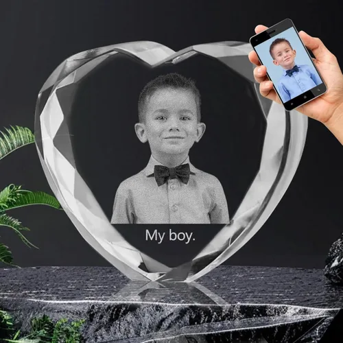 Miniatura 14 de Rombo personalizado con foto de cristal – Grabado 2D/3D opcional, regalos de cristal personalizados con tu propia foto, día de San Valentín