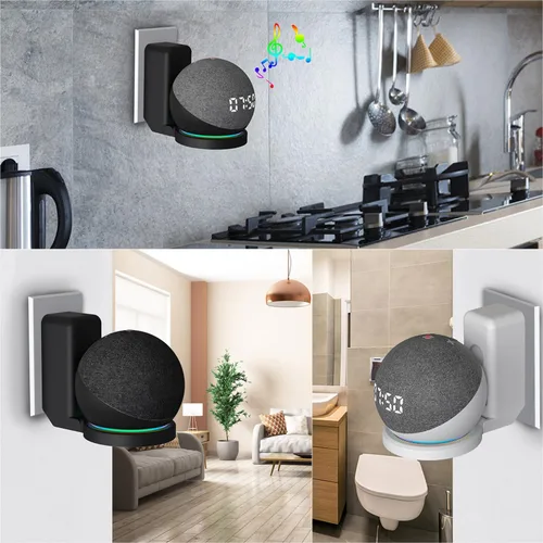 Miniatura 4 de BEWZI - Soporte de pared para Amazon Echo Dot 5ª generación (versión 2022) con almacenamiento de cables, fácil de instalar y ahorra espacio