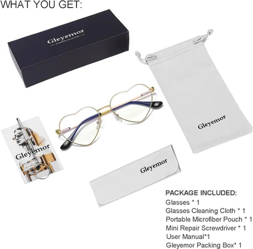 Miniatura 7 de Gleyemor Gafas de luz azul en forma de corazón para mujer, bonitas gafas de computadora