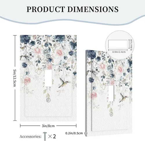 Miniatura 43 de Decorative Outlet Covers Blue Background White Cat Daisy Floral 2-Gang 1-Gang Wall Plate Single Toggle/Rocker Farmhouse Style Light Switch Covers