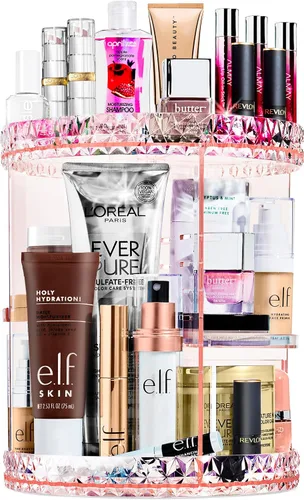 Miniatura 7 de Sorbus Organizador de maquillaje giratorio de 360º, organizador de cosméticos giratorios, estantes ajustables para maquillaje, perfumes y artículos