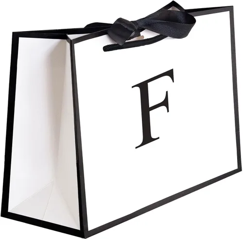 Miniatura 13 de QLSKO - Bolsa de regalo inicial con lazo de cinta, bolsa de papel horizontal personalizada, bolsa de regalo con monograma para cumpleaños