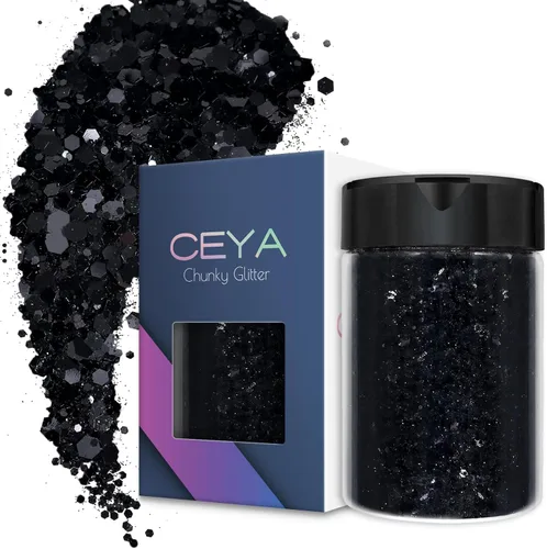 Miniatura 13 de Ceya - Purpurina gruesa, 140 g / 4.9 oz de polvo de purpurina para manualidades, color lila aubergine, con copos finos, lentejuelas iridiscentes 4.9