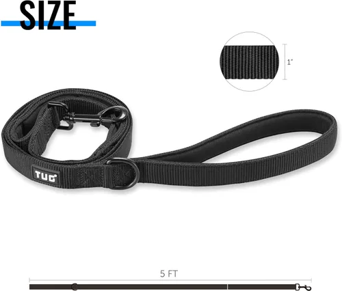Miniatura 5 de TUG Correa de perro resistente de 5 pies con asa de tráfico acolchada para perros de raza grande y mediana (negro)