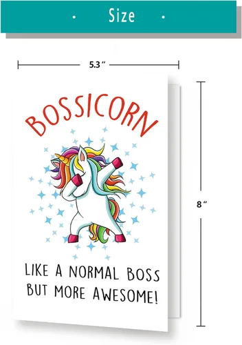 Miniatura 2 de Maravillosa tarjeta del día del jefe: divertido Bossicorn para Boss Manger - Tarjeta de cumpleaños humorística