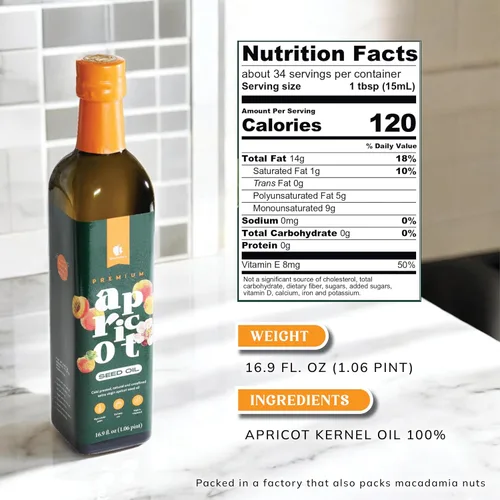 Miniatura 2 de Gourmanity Aceite de semilla de albaricoque, ideal para freír y cuidar la piel con vitamina E natural, aceite de albaricoque sin colesterol para una