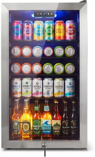 Miniatura 25 de Refrigerador Enfriador de Vinos de 8 Botellas, Refrigerador Pequeño de Vino, Mini Refrigerador de Vino de Encimera con Puerta de Vidrio, Bodegas
