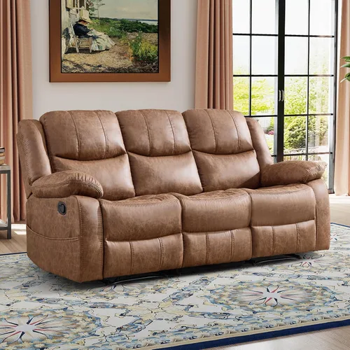 Miniatura 13 de EBELLO Juego de sofá reclinable manual de 2 piezas, juego de sofá reclinable de piel sintética para sala de estar, incluye sofá reclinable de dos