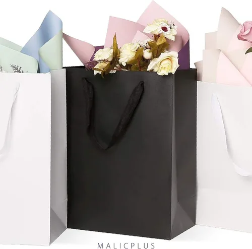 Miniatura 6 de 12 bolsas de regalo grandes de 10 x 5 x 13 pulgadas, bolsas de regalo grandes de color negro mate con asas para todas las ocasiones