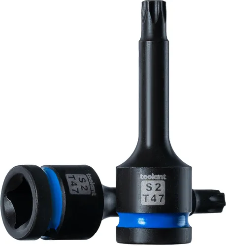 toolant Juego de enchufes de brocas de impacto Torx T47 2 piezas, 1/2" de acero S2, enchufes de estrella de transmisión por aire, brocas de alto