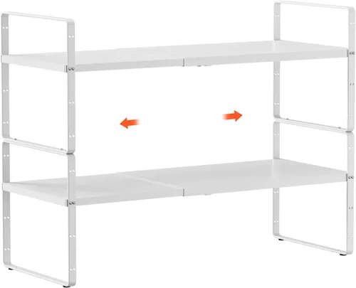Miniatura 17 de Organizadores de estantes de gabinete expandibles de 16.5 a 27 pulgadas de largo, extensor de estantes de metal apilables para almacenamiento