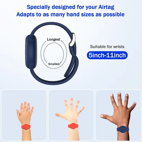 Miniatura 5 de R-fun Resistente al agua para pulseras de Air Tag [Paquete de 2] Compatible con Apple Air Tag Finders con silicona suave, funda protectora Azul