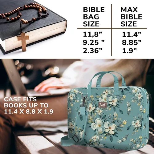Miniatura 19 de DEHITE Bible Cover Case for Women – Floral Black Bible Bag Carrying Case – Messenger Bag