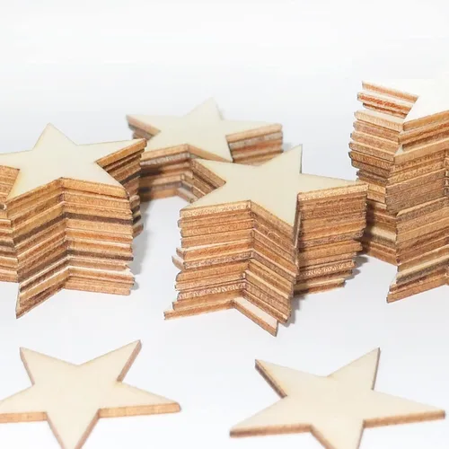 Miniatura 3 de HADDIY Estrellas pequeñas de madera de 1 pulgada para manualidades, 200 piezas de adornos de madera sin terminar para hacer banderas de madera