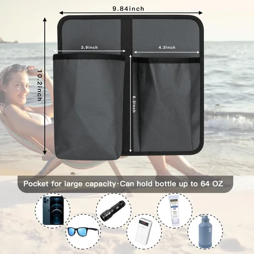 Miniatura 3 de Xxerciz Soporte universal para tazas para silla de campamento, soporte universal para botella de agua para silla reclinable de patio, silla de Gris