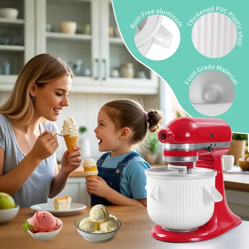 Miniatura 7 de Accesorio para helado compatible con mezcladores KitchenAid de 4.5/5/6/7 cuartos de galón, hace 2 cuartos de helado, compatible con accesorio