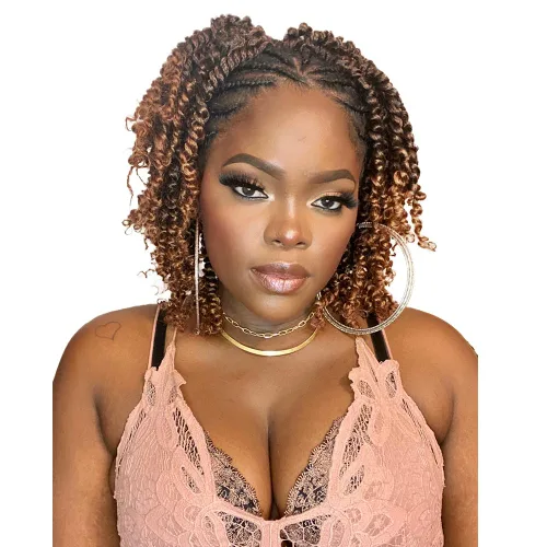 Miniatura 8 de 8 paquetes de extensiones de cabello sintético pretrenzado y prerrizado de ganchillo de 14 pulgadas, con rizos de pasión, para mujeres negras