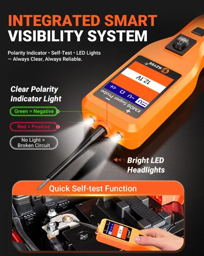 Miniatura 6 de KZYEE Probador de circuito automotriz KM06, sonda de circuito de potencia, probador de luz corta y remolque de 4 modos, prueba de voltaje CC/CA