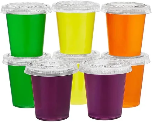 Miniatura 2 de King Zak 150 juegos – 1.5 onzas, mini vasos desechables de plástico con tapas perfectas para soufflé de porciones, condimentos, salsa de inmersión