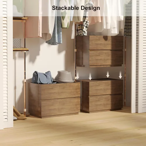 Miniatura 2 de woodtalks Cajonera apilable de 2 cajones, cómodas de almacenamiento multiusos para dormitorio, clóset, gabinete de almacenamiento para entrada