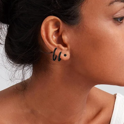 Miniatura 7 de LOYALLOOK Aretes tipo dormilona de acero quirúrgico con circonita cúbica para mujeres y hombres, chapados en oro de 14 quilates, aretes pequeños