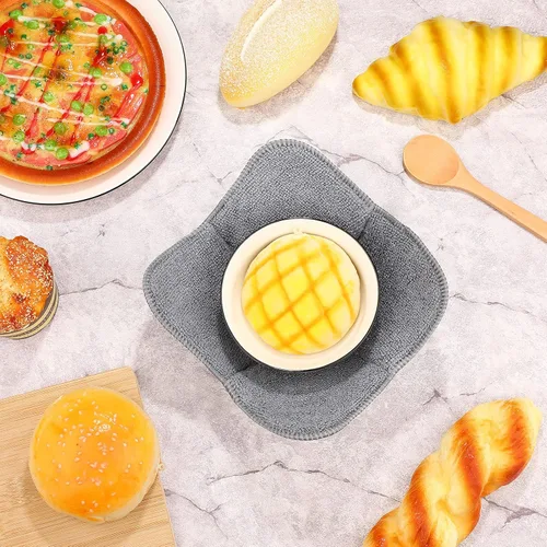 Miniatura 6 de Patelai 12 piezas de soportes para tazones aptos para microondas de poliéster, soportes para tazones calientes que protegen tus manos de platos Gris