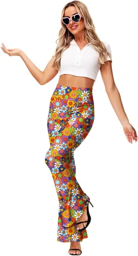 Miniatura 5 de Deerose Pantalones hippies elásticos de cintura alta para mujer