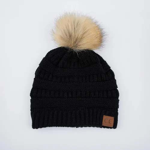 Miniatura 2 de Gorro unisex liso con pompón y ribete (HAT-43) de C.C Hatsandscarf Exclusives