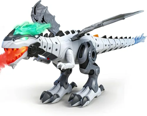 Juguetes de dinosaurio para niños de 3 a 5 años, juguete eléctrico de dinosaurio caminante con respiración de fuego, espray de niebla y sonidos de