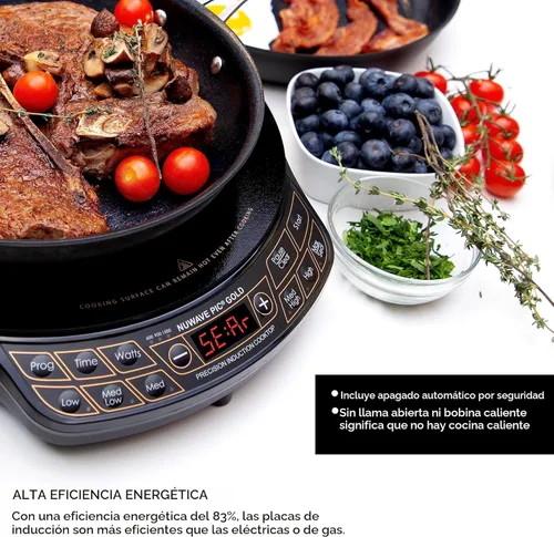 Miniatura 3 de Nuwave Placa de cocción de inducción de precisión dorada, superficie de vidrio de cerámica a prueba de roturas de 12", bobina de calefacción grande