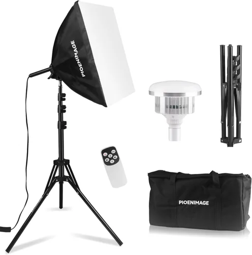 Kit de iluminación Softbox, juego de iluminación de fotografía de caja suave con caja de luz de 17 x 17 pulgadas, trípode de iluminación plegable,