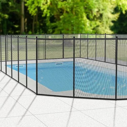Miniatura 7 de VINGLI Valla de piscina de 4 pies x 108 pies, cercado de seguridad en el suelo, negro