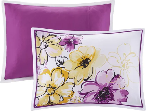 Miniatura 9 de Juego de edredón de Intelligent Design con diseño floral vibrante, ropa de cama para niñas, juego de funda de almohada combinada, almohada Floral