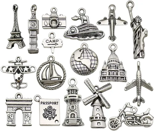 Miniatura 4 de 3.53 oz (60 unidades) al por mayor de lotes a granel de Navidad de animales de alce y ciervos para fabricación de joyas, dijes mezclados de metal