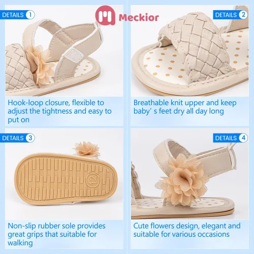 Miniatura 140 de Meckior Sandalias de verano con punta abierta y suave de piel sintética para bebés y niñas pequeñas