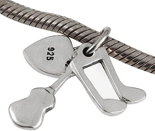 Miniatura 2 de ABUN - Abalorio de plata de ley 925 con diseño de corazón con texto en inglés "I Love Music