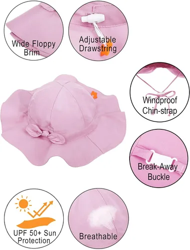 Miniatura 16 de SimpliKids Sombrero de sol para bebé de ala ancha con protección solar UPF 50+ UV Ray