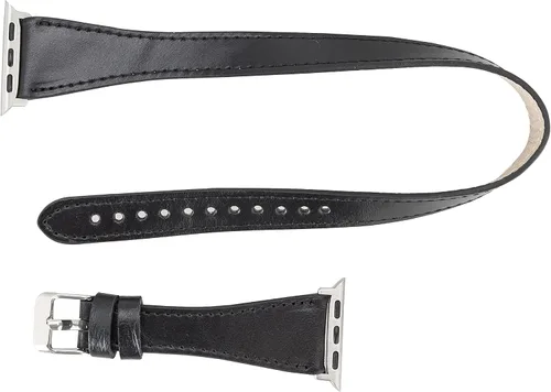 Miniatura 7 de VENOULT Double Tour - Correa de piel auténtica para Apple Watch para mujer, correa de cuero genuino de grano completo para iWatch de 1.929 in, 1.772