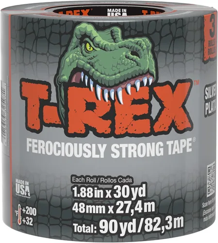 Miniatura 11 de Cinta Adhesiva T-Rex de Servicio Pesado con Respaldo Resistente a los Rayos UV e Impermeable para Reparaciones Ferozmente Fuertes, 1.88" x 30 Gris