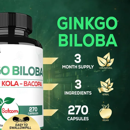 Miniatura 3 de Suplementos de Ginkgo Biloba de 1520 mg con hoja de Gotu Kola, Bacopa Monnieri - 270 cápsulas - Soporte extra fuerte para la salud cerebral, función