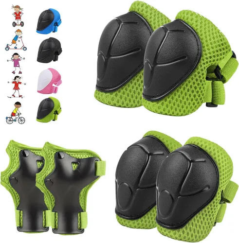 Miniatura 9 de WayEee Juego de 6 piezas de equipo de protección para niños, rodilleras para niños de 3 a 14 años, rodilleras y coderas para niños pequeños, juego