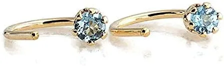 Miniatura 3 de Aretes de aro de oro con piedra natal para mujer, aretes pequeños para cartílago, hipoalergénicos, con cierre de tornillo, delicado abrazo
