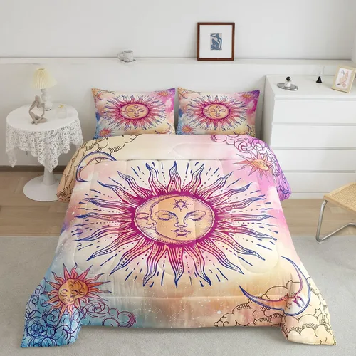 Miniatura 47 de Erosebridal Edredón de Gatos Lindos para Niños con Líneas de Arcoíris Neón, Juego de Ropa de Cama Individual para Niñas, Niños y Adolescentes, Gatos