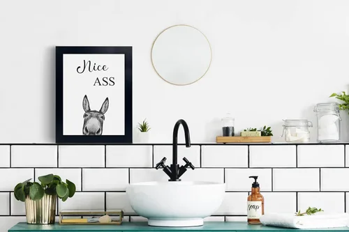 Miniatura 4 de Decoración de habitación de asno con estampados de animales, bonito cartel de citas de culo en el baño, decoración divertida para el baño, carteles
