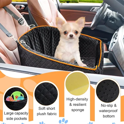 Miniatura 6 de XIEEAOZEE Asiento de automóvil para perros pequeños, asiento elevado de espuma viscoelástica para perros de hasta 35 libras, asiento elevado