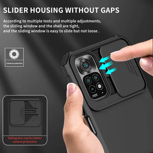 Miniatura 5 de Funda compatible con Xiaomi Redmi Note 12 Pro 4G Dimensional Soporte Ventana Deslizante Teléfono Móvil Funda Protectora a Prueba de Golpes Funda